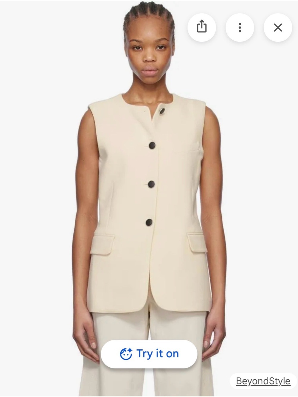 Rag & bone beige barlet vest Sleeveless Cream Button Front Vest